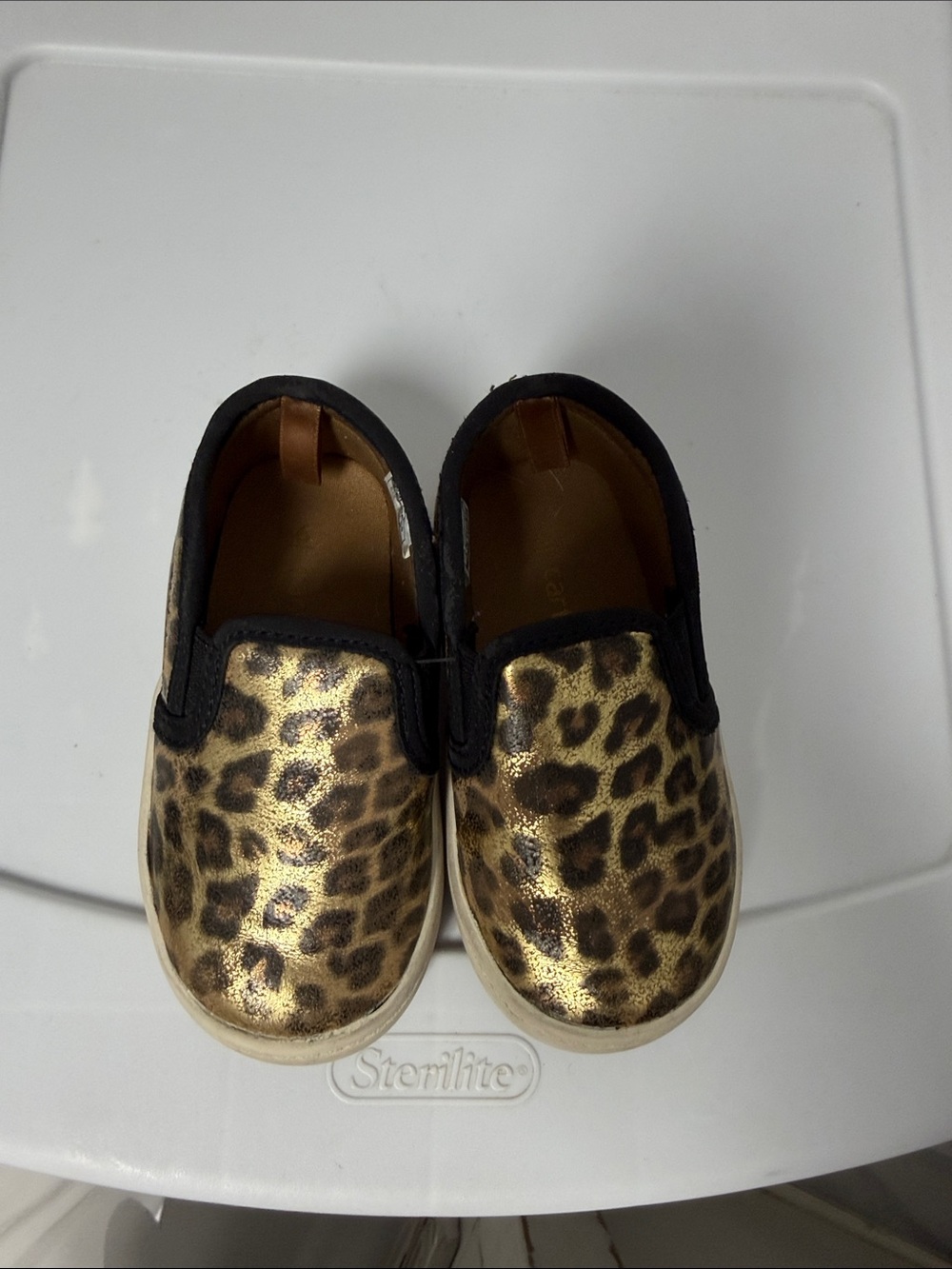 Carter's Leopard Print Gold and Black Slip-On Sneakers